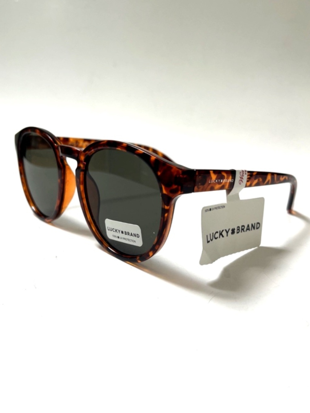 New LUCKY BRAND Round Classic Sunglasses Tortoise Shell Acetate Brown Green Lens